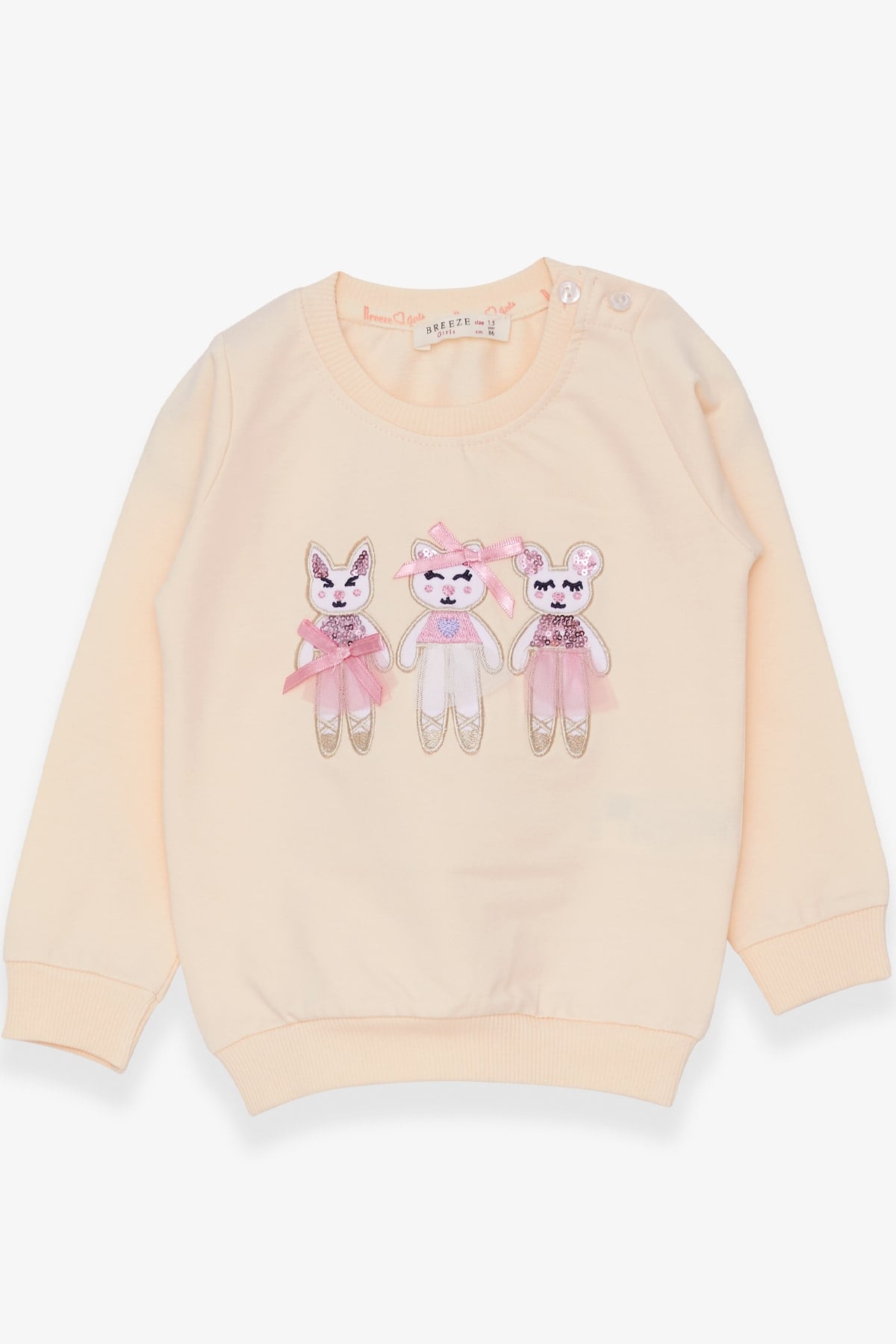 Breeze Kız Çocuk Sweatshirt Hayvancık Baskılı Krem (1.5-5 Yaş)