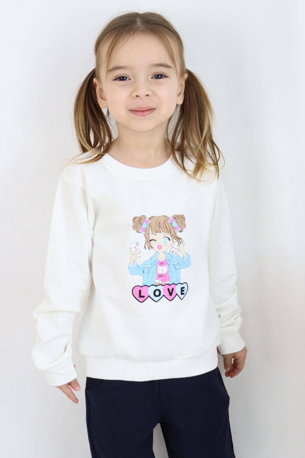 Breeze Kız Çocuk Sweatshirt Kız Baskılı Ekru (1.5-5 Yaş)