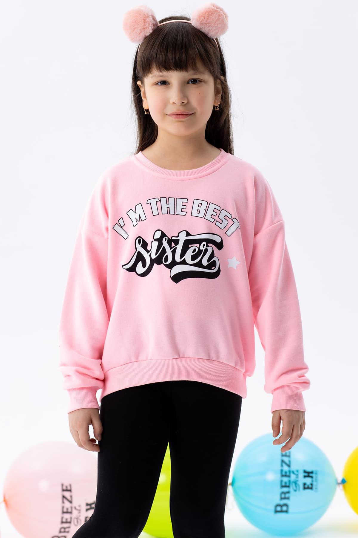 Breeze Kız Çocuk Sweatshirt Yazı Baskılı Neon Pembe (9-14 Yaş)