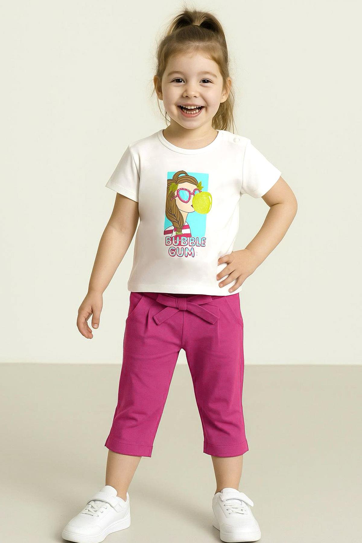 Breeze Kız Çocuk Taytlı Takım Sakız Kraliçesi Kız Baskılı Ekru (1.5-5 Yaş)