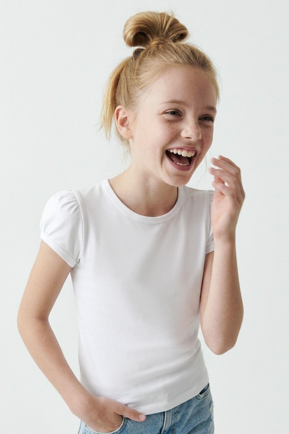 Breeze Kız Çocuk Tişört Basic Beyaz (8-14 Yaş)