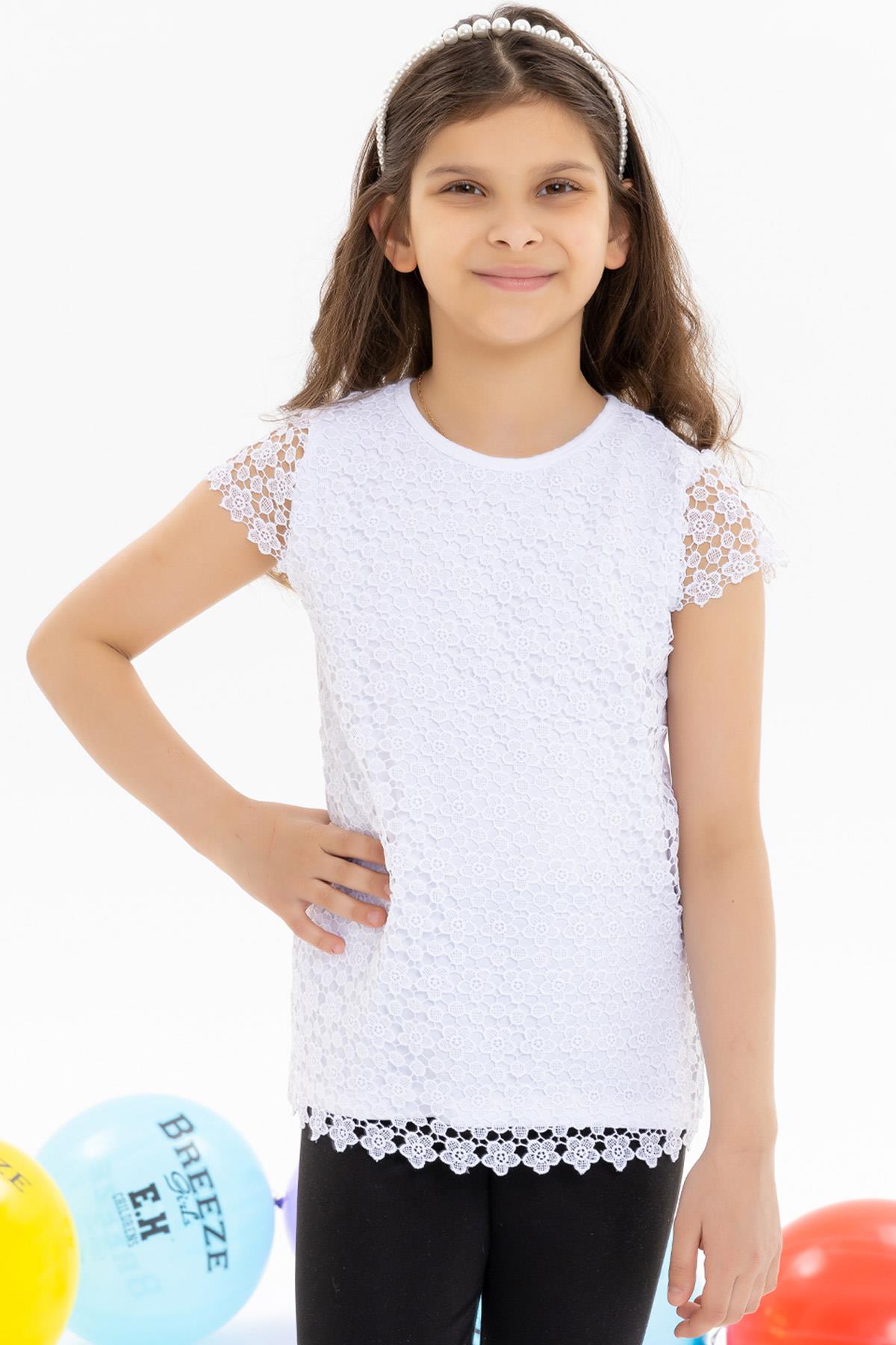 Breeze Kız Çocuk Tişört Çiçek Nakışlı Ekru (8-14 Yaş)
