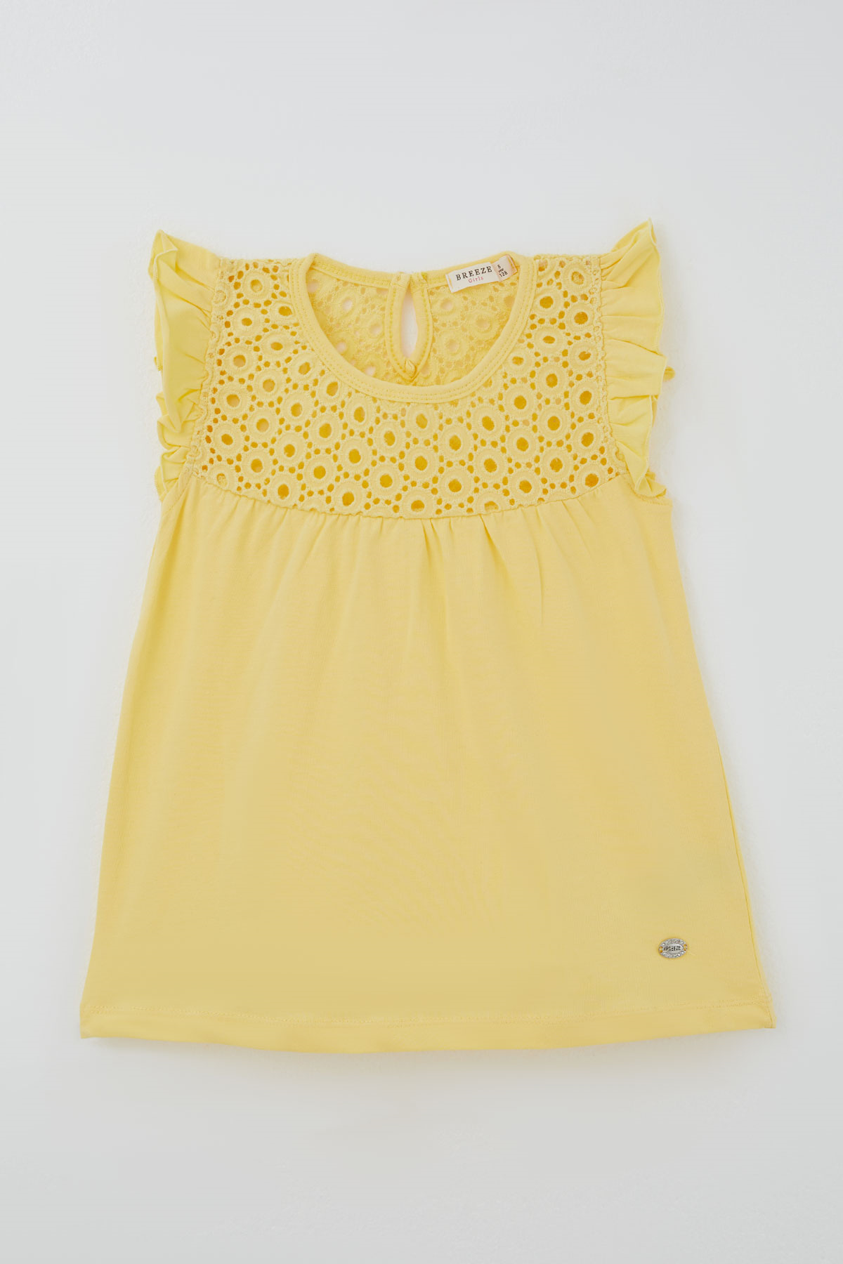 Breeze Kız Çocuk Tişört Dantelli Sarı (8 Yaş)