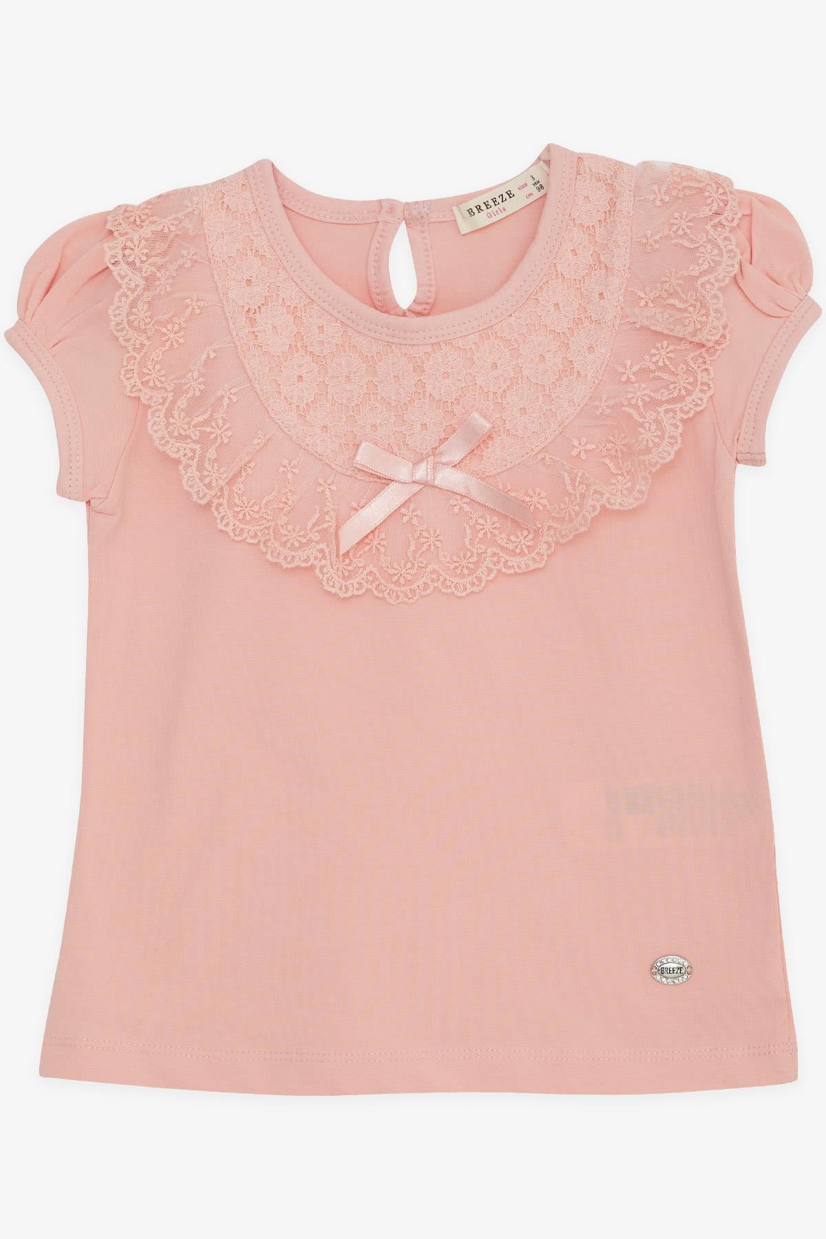 Breeze Kız Çocuk Tişört Dantelli Somon (1.5-5 Yaş)