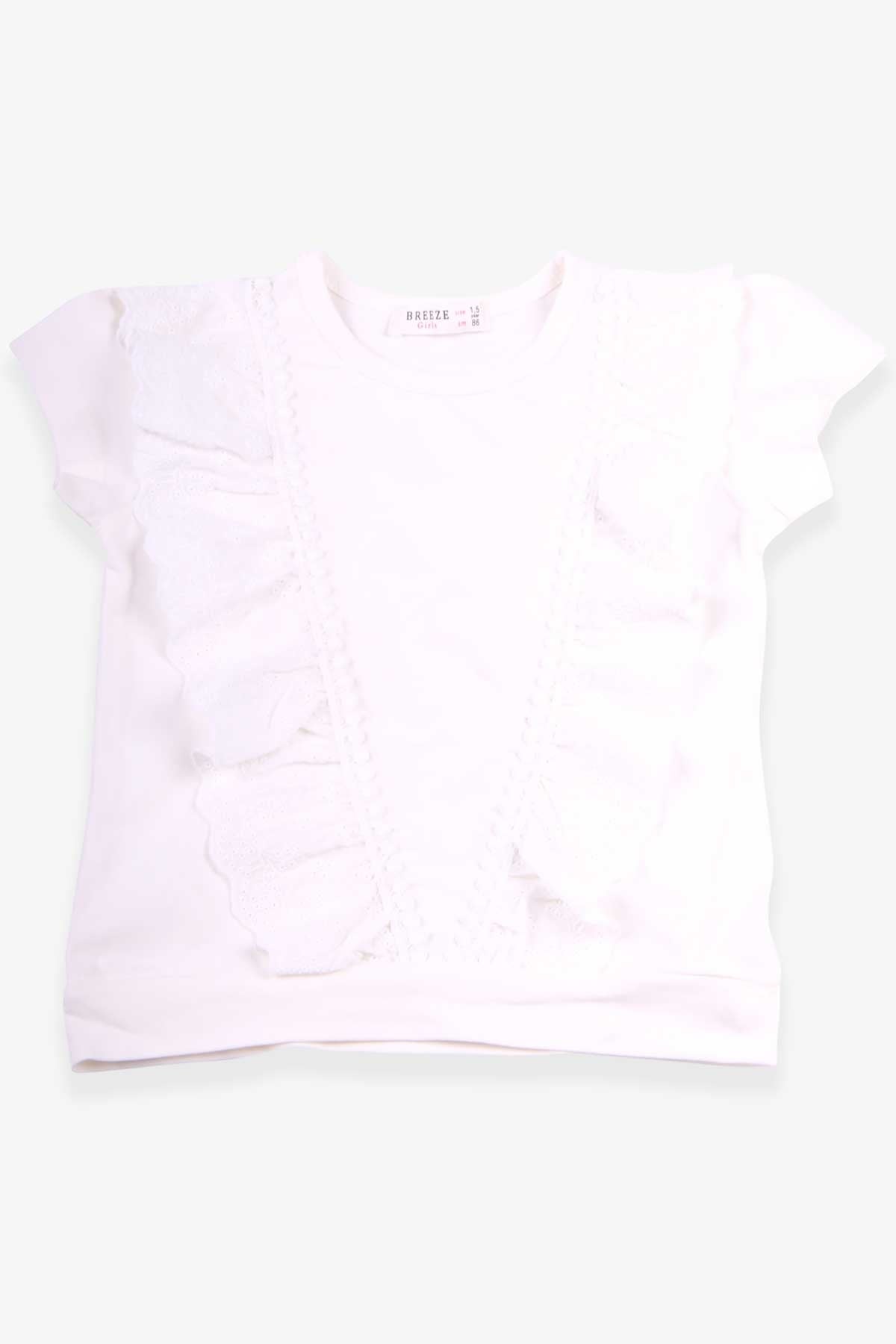 Breeze Kız Çocuk Tişört Güpürlü Ekru (1.5-5 Yaş)