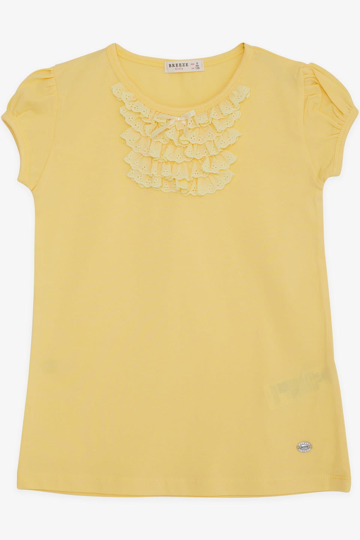 Breeze Kız Çocuk Tişört Güpürlü Sarı  (9 Ay-6 Yaş)