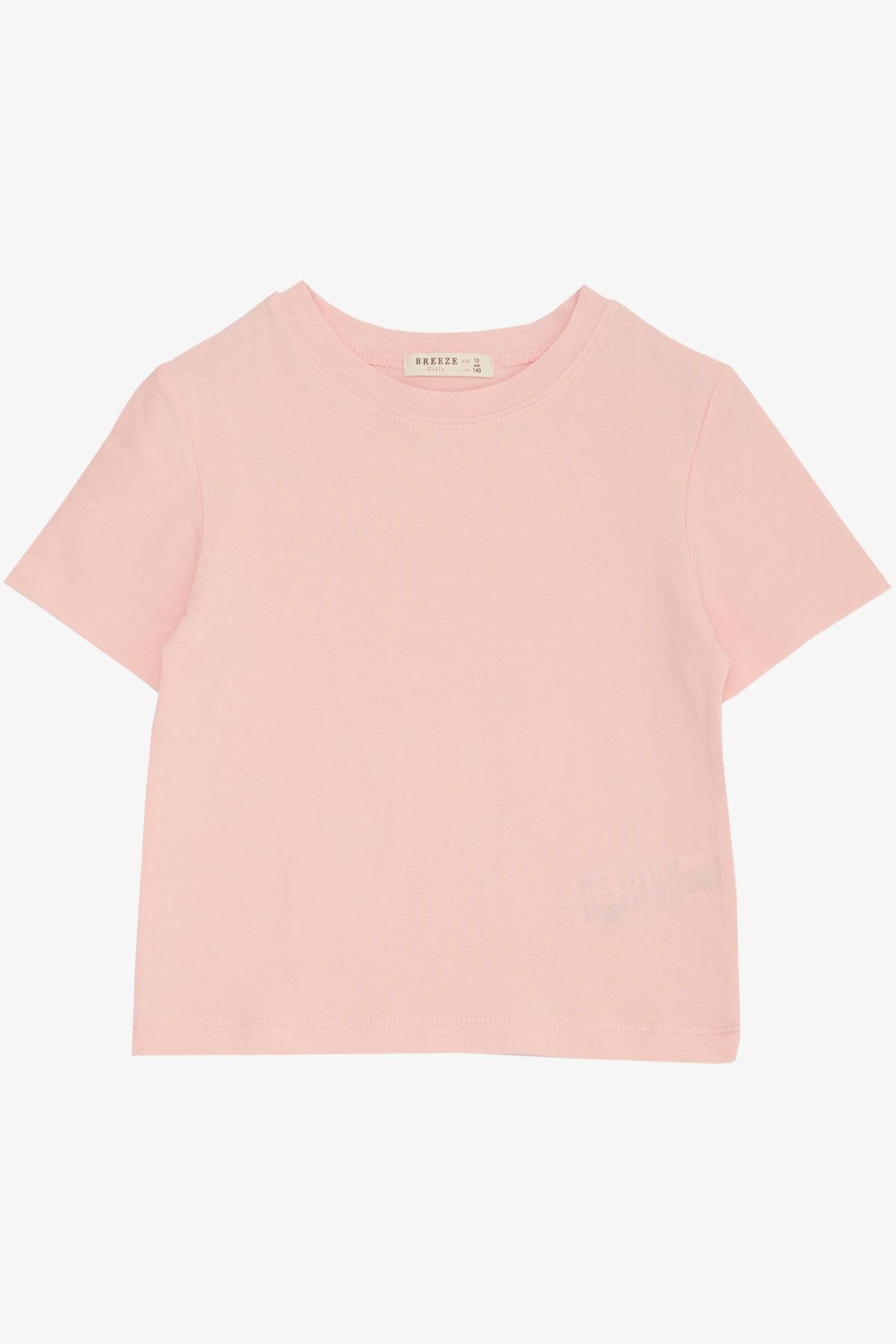 Breeze Kız Çocuk Tişört Kemer Boy Basic Pembe (9-14 Yaş)