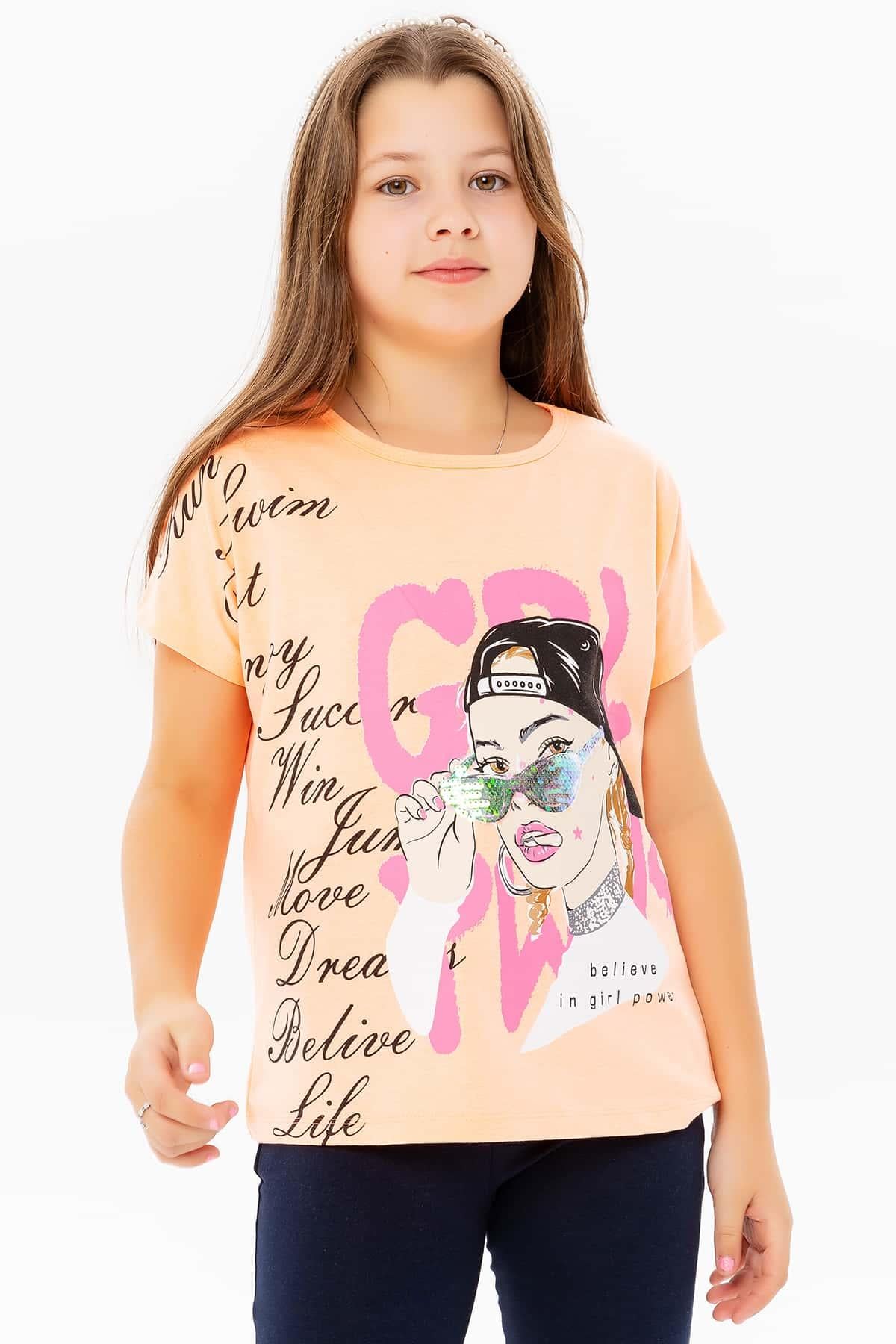 Breeze Kız Çocuk Tişört Kız Baskılı Neon Turuncu (10-16 Yaş)