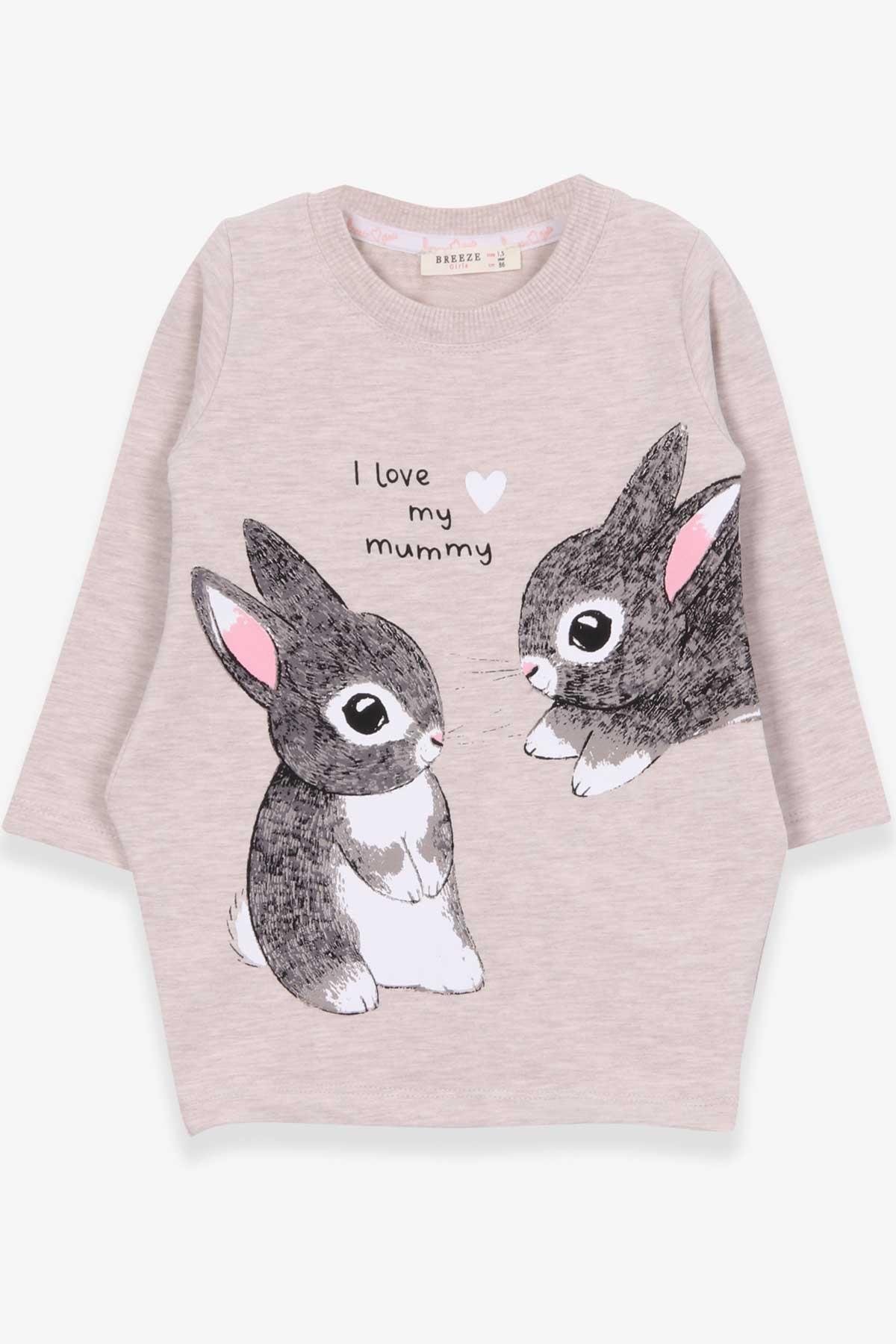 Breeze Kız Çocuk Tunik Tavşan Desenli Bej Melanj (1.5-5 Yaş)