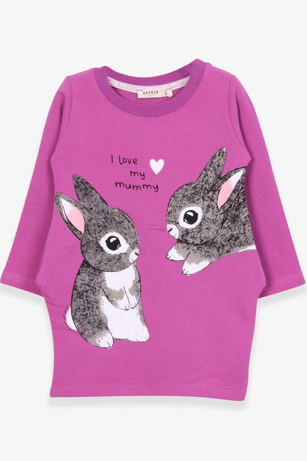 Breeze Kız Çocuk Tunik Tavşan Desenli Eflatun (1.5-5 Yaş)