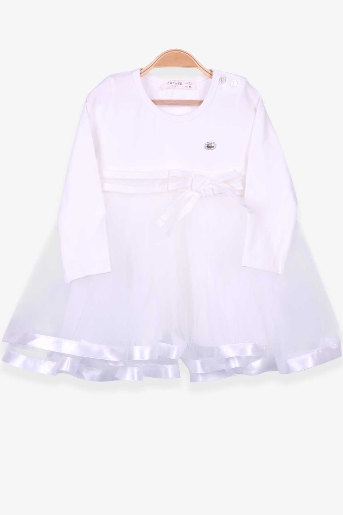 Breeze Kız Çocuk Uzun Kollu Elbise Fiyonklu Ekru (1.5-5 Yaş)