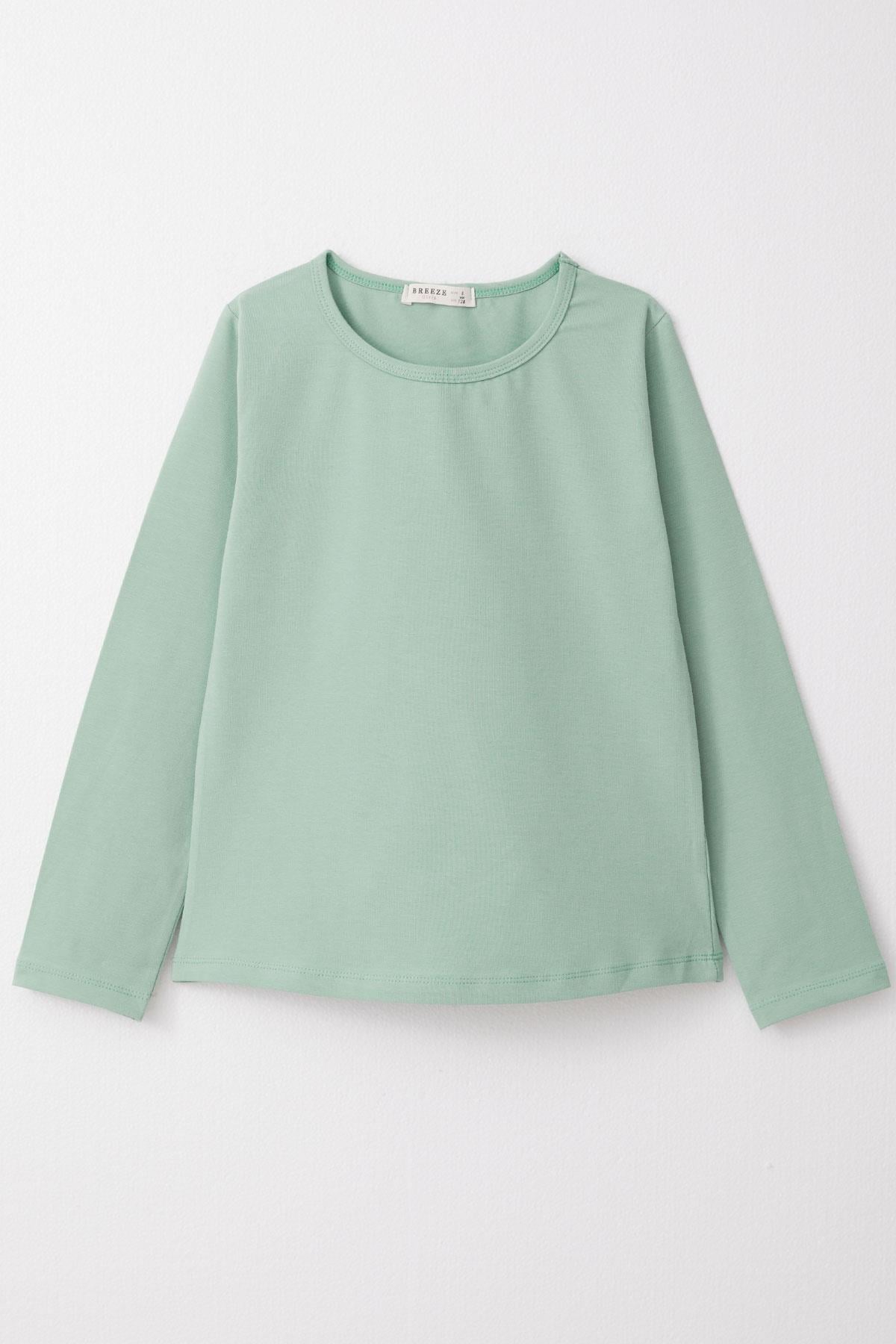 Breeze Kız Çocuk Uzun Kollu Tişört Basic Mint Yeşili (8-12 Yaş)