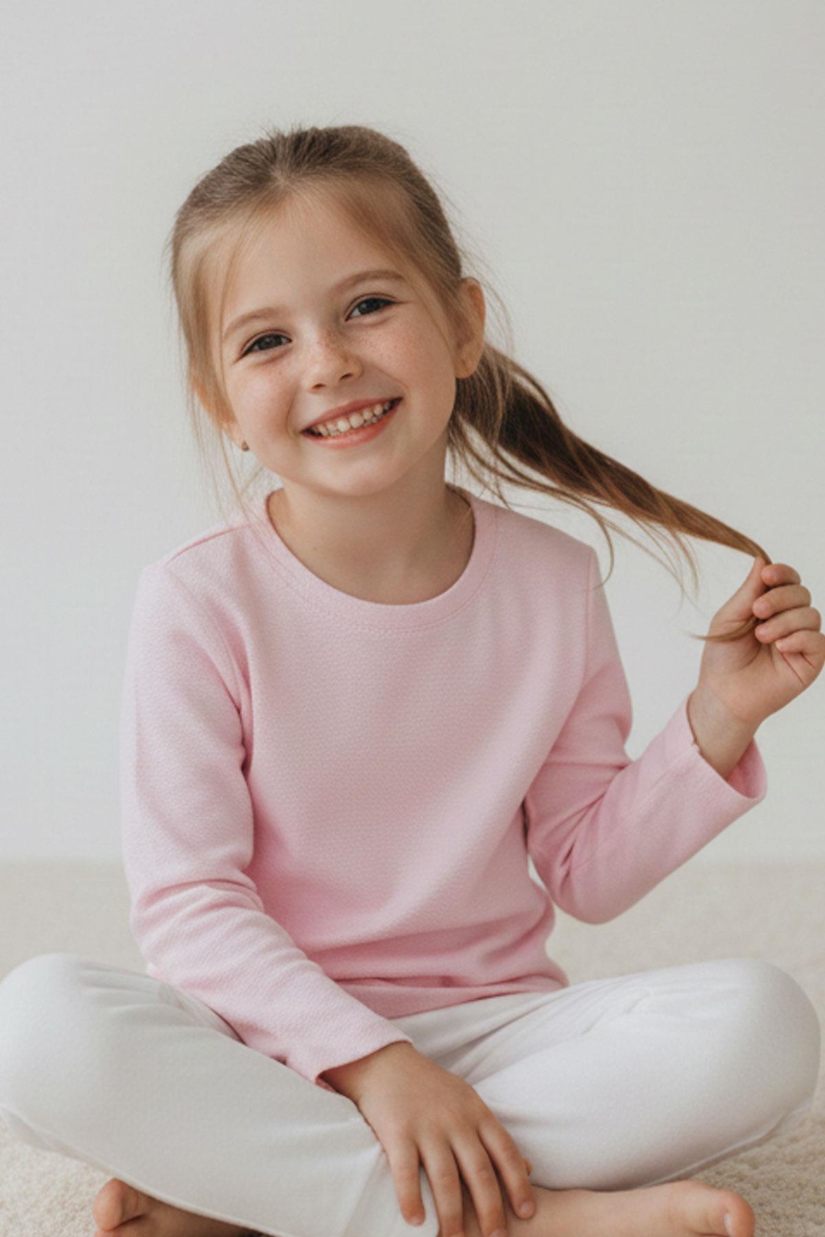 Breeze Kız Çocuk Uzun Kollu Tişört Basic Pembe (4-8 Yaş)