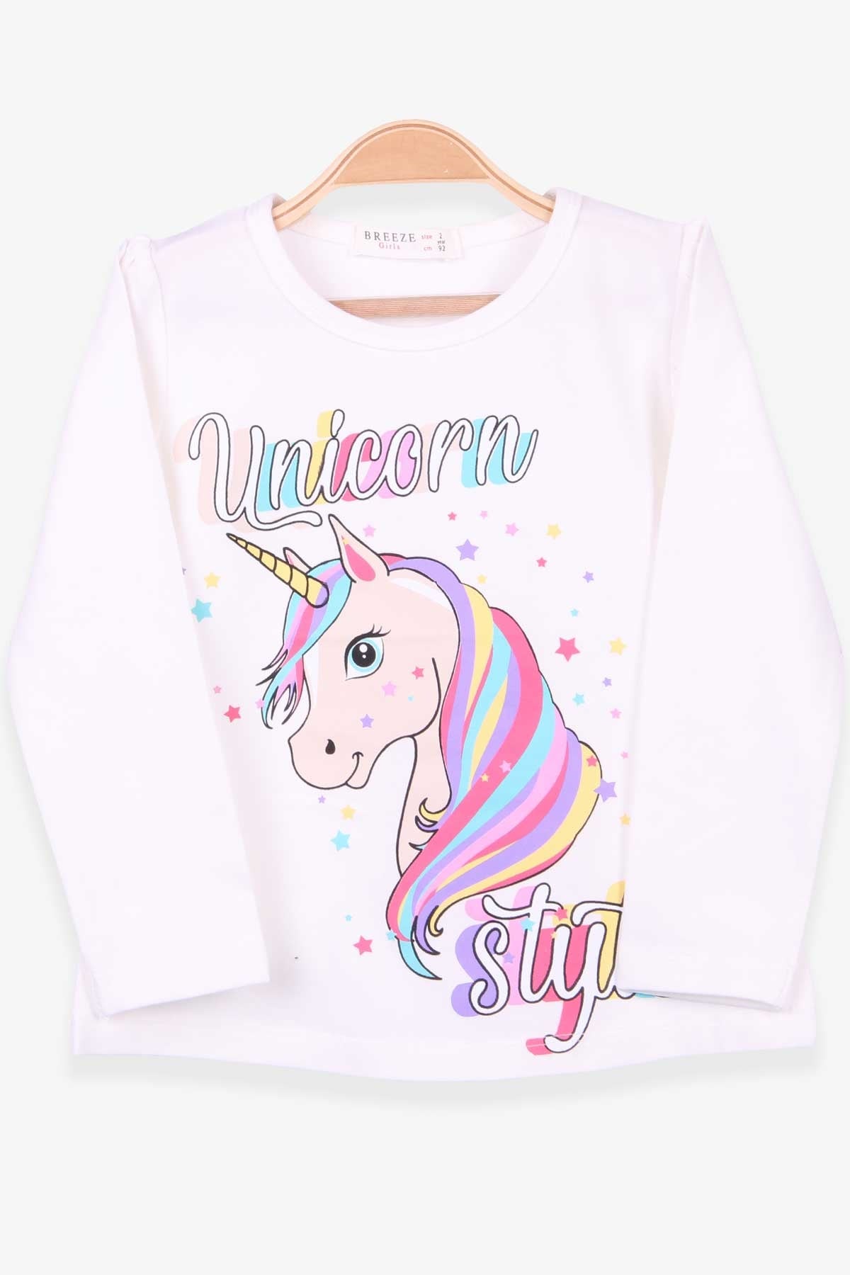 Breeze Kız Çocuk Uzun Kollu Tişört Unicorn Ekru (2-6 Yaş)