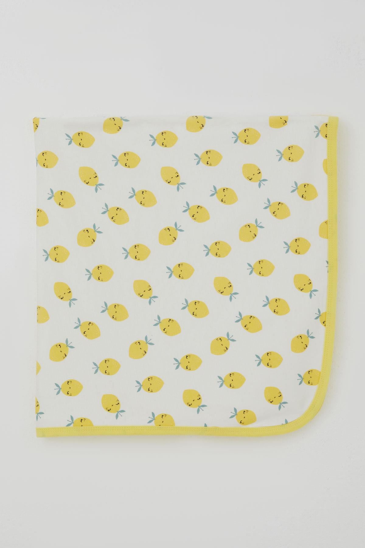 Breeze  Yenidoğan Bebek Battaniyesi Gülenyüz Limon Desenli Ekru (78 x 88 cm)