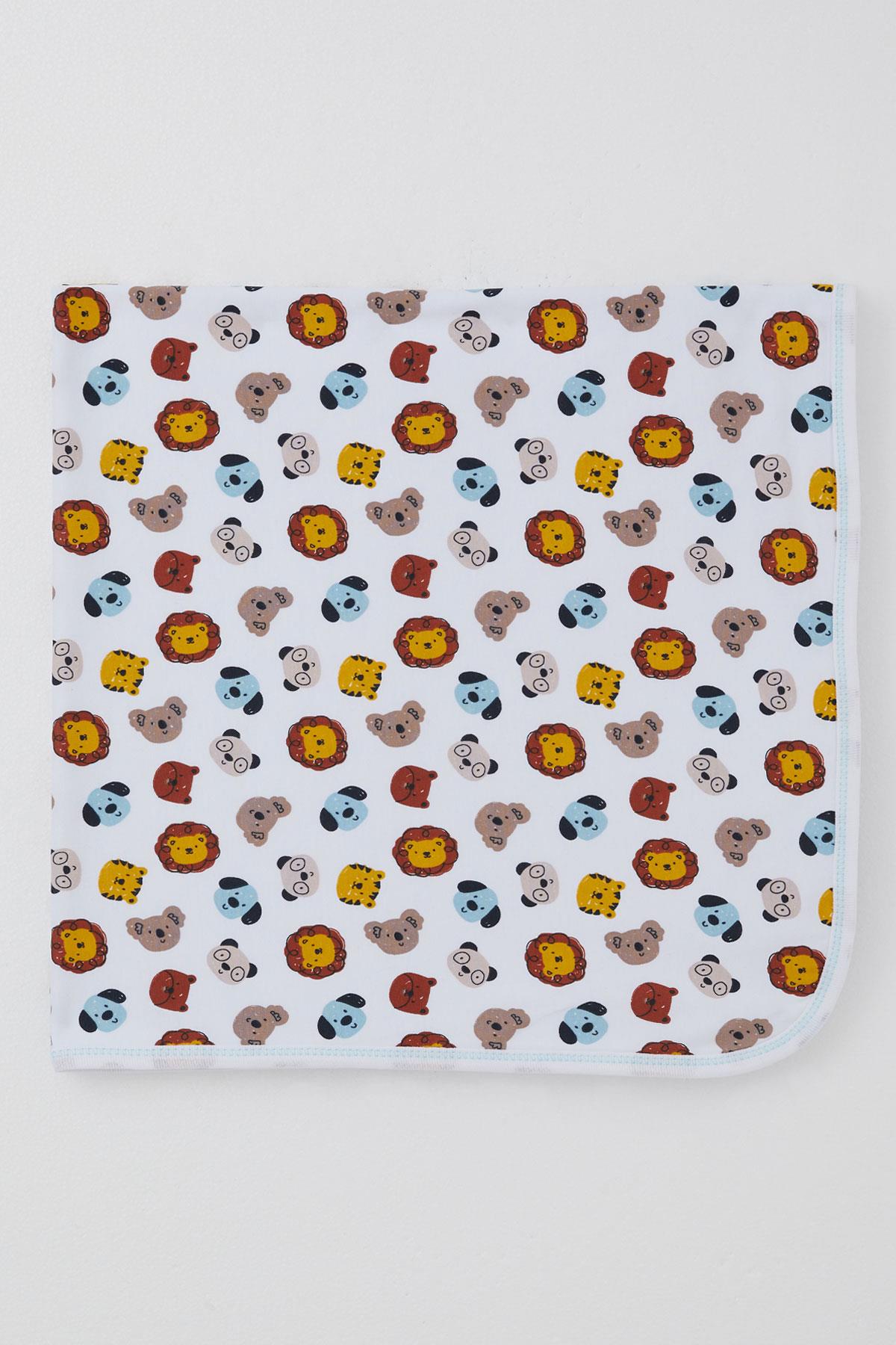 Breeze  Yenidoğan Bebek Battaniyesi Sevimli Hayvancıklar Desenli Beyaz (76 x 87 cm)