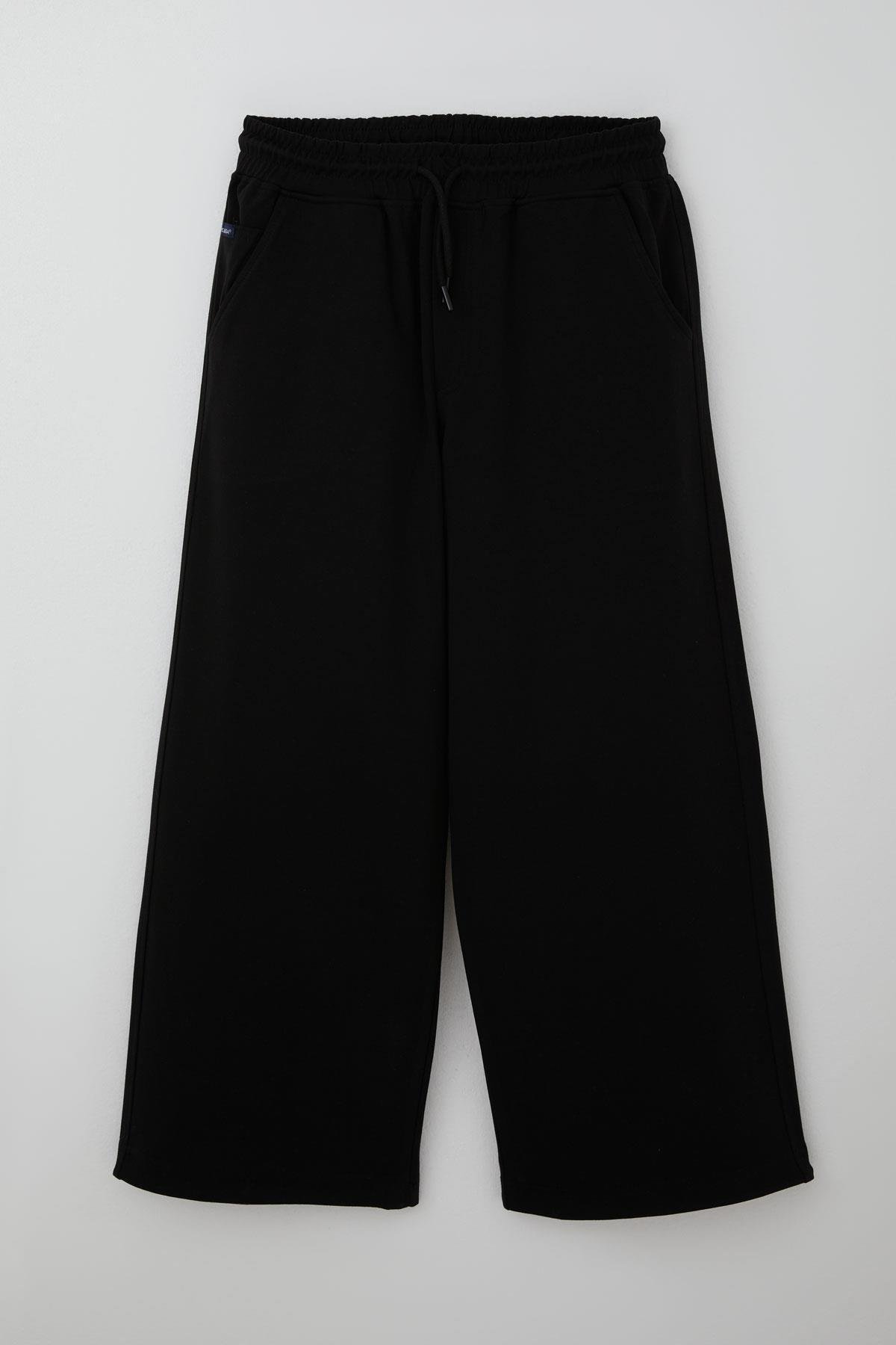 Cegısa Erkek Çocuk Eşofman Altı Beli Ve Paçası Lastikli İp Bağlama Büzgülü Siyah (10-12 Yaş)