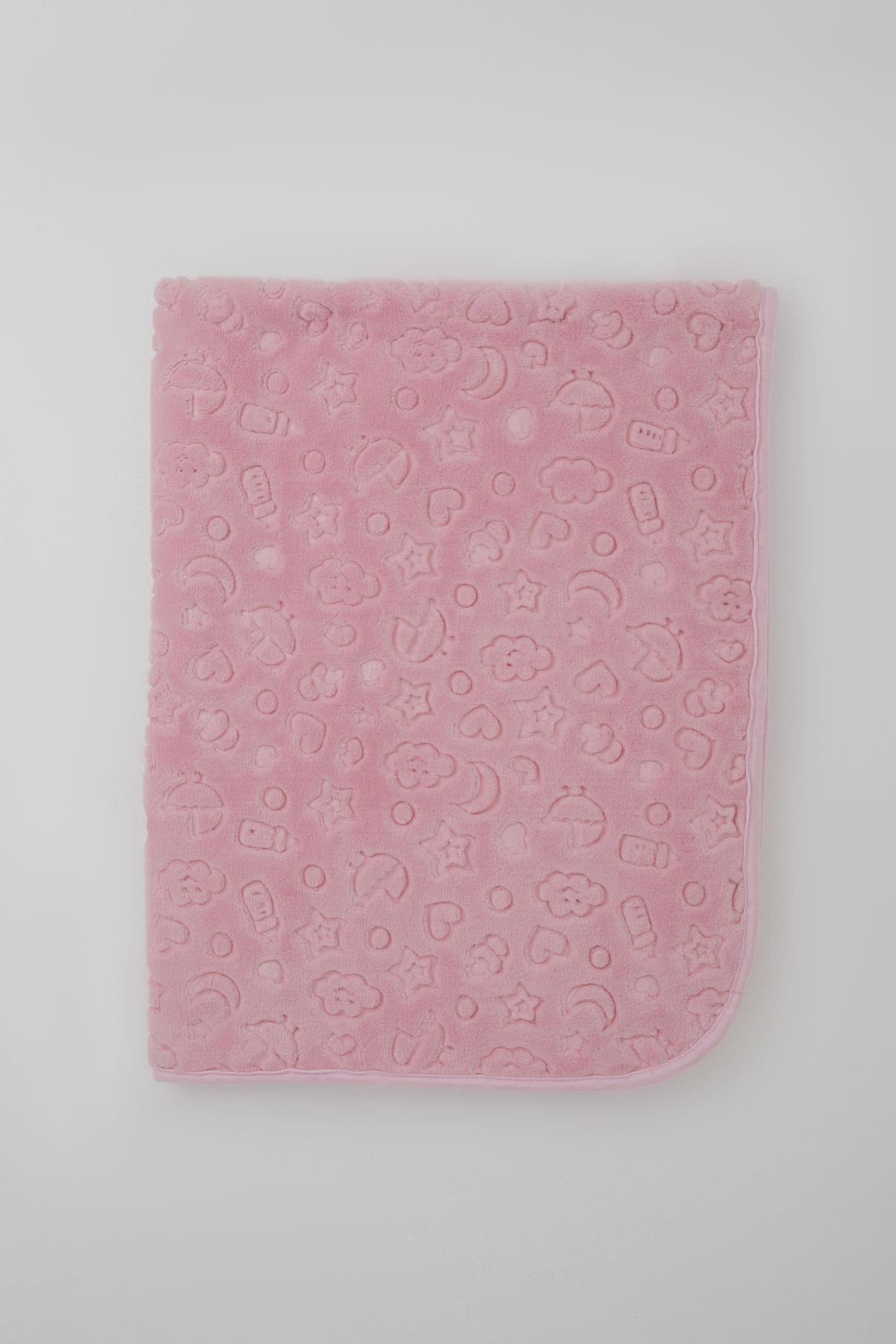 Golden Golden Yenidoğan Bebek Battaniyesi Emboss Kabartma Desenli Pembe (100 x 120 cm)