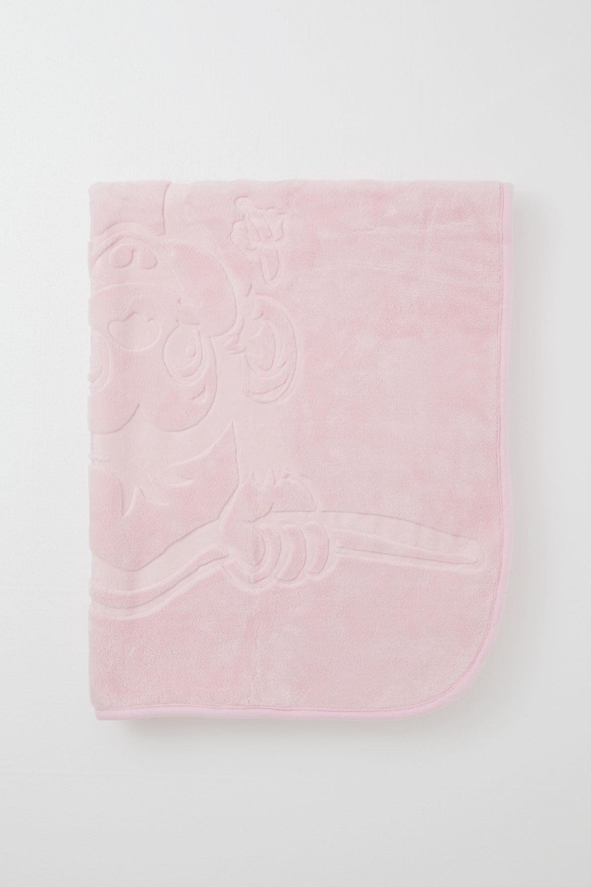 Golden  Golden Yenidoğan Bebek Battaniyesi Emboss Kabartma Maymuncuk Baskılı Pembe (Standart)