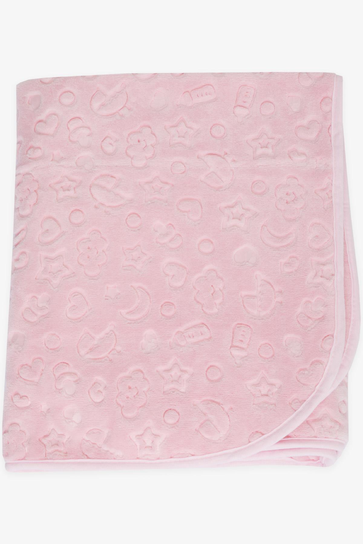 GOLDEN Golden Yenidoğan Bebek Battaniyesi Emboss Kabartma Desenli Pembe