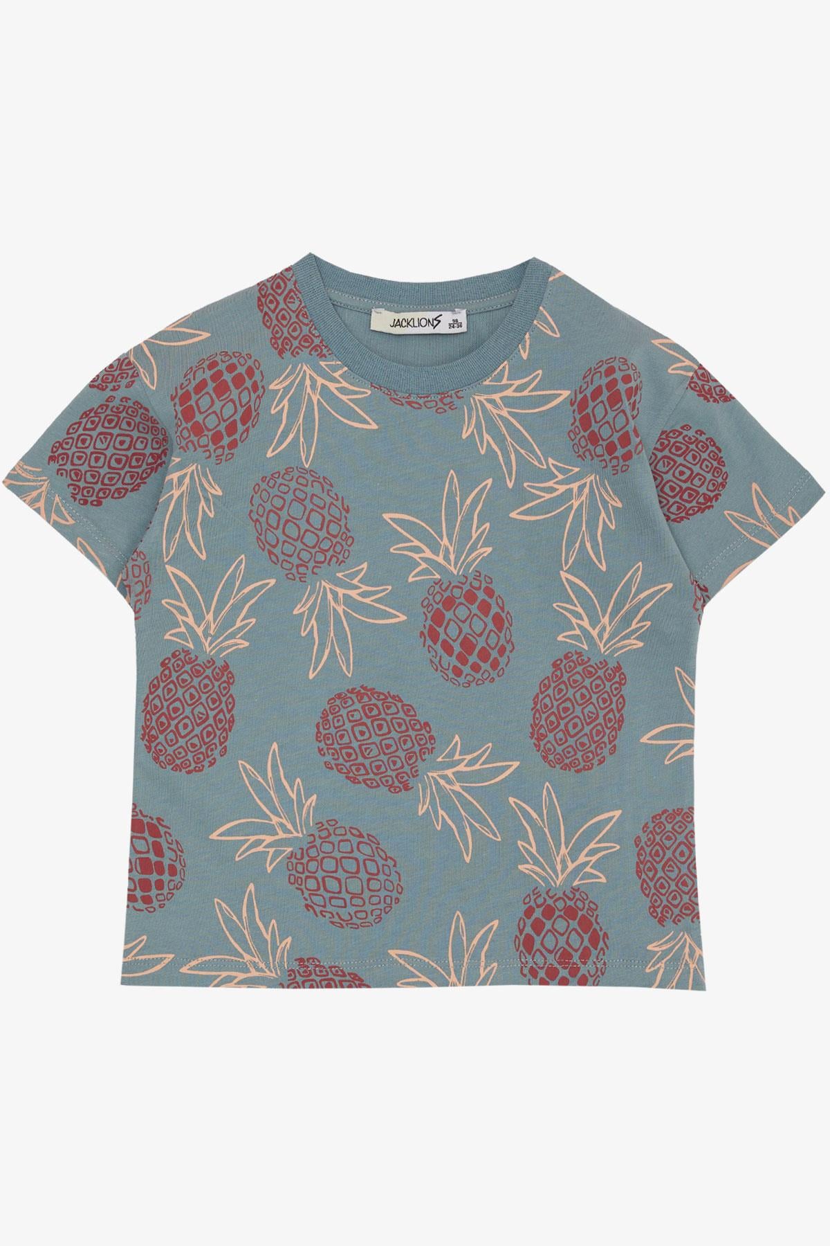 Jack Lions Erkek Çocuk Tişört Ananas Desenli İndigo (1.5-5 Yaş)