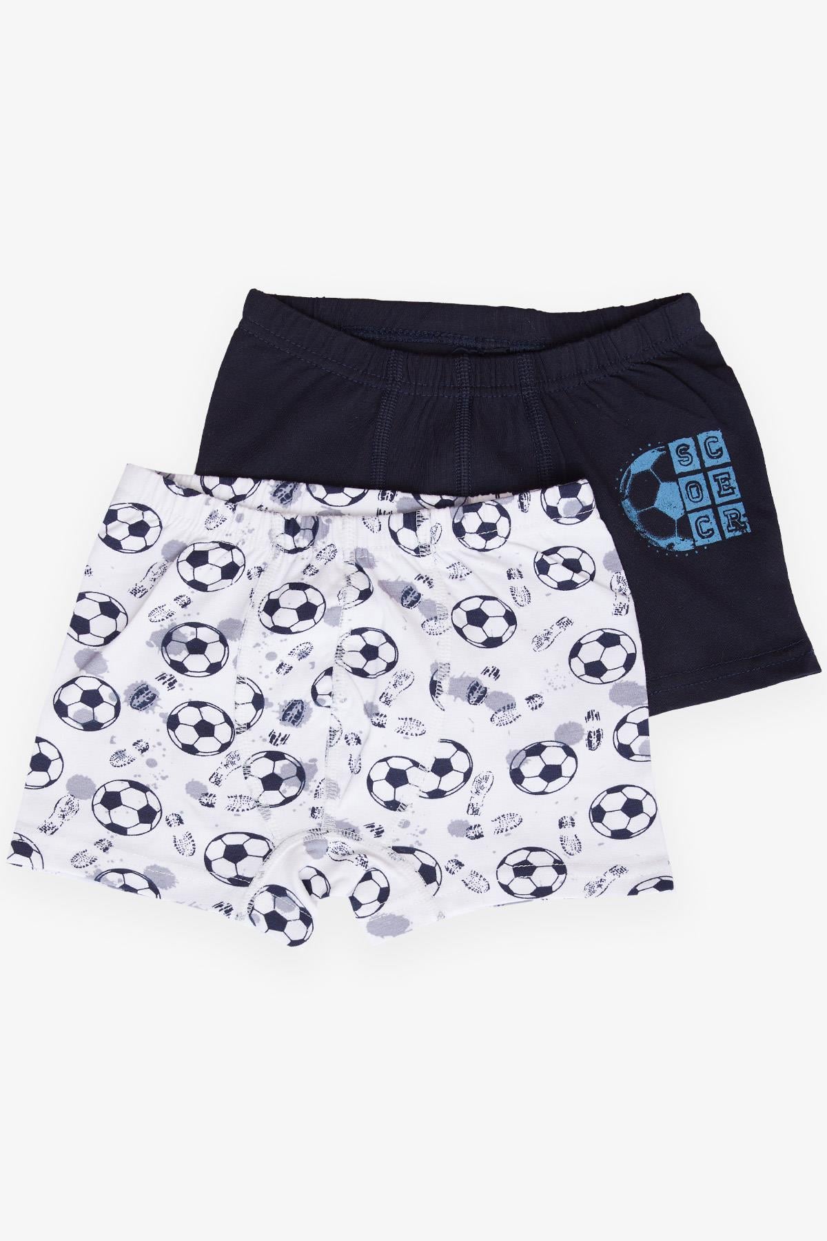 KATAMİNO Erkek Çocuk 2 li Boxer Futbol Temalı Karışık Renk (1-12 Yaş)