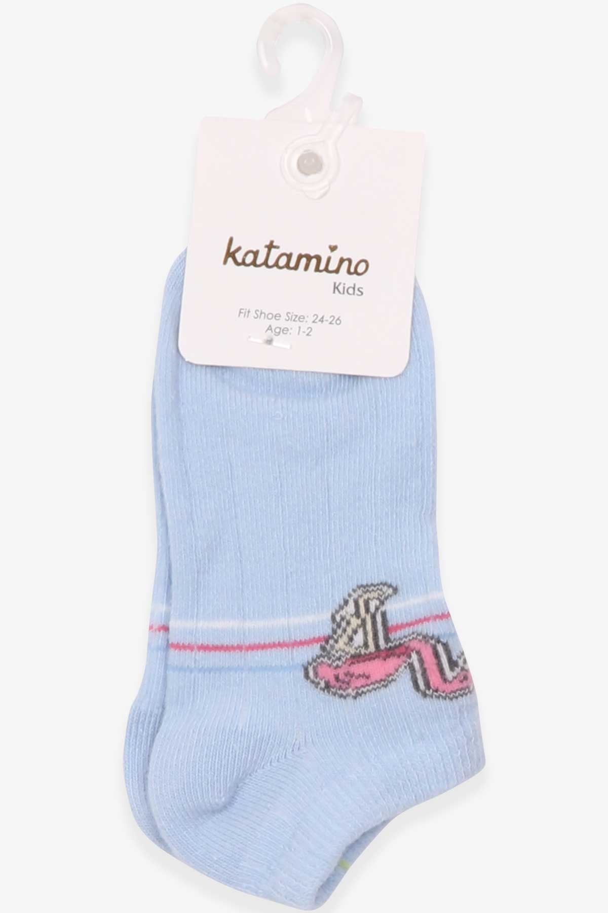 Katamino Kız Çocuk Patik Çorap Flamingo Desenli Açık Mavi (1-2-9-10 Yaş)