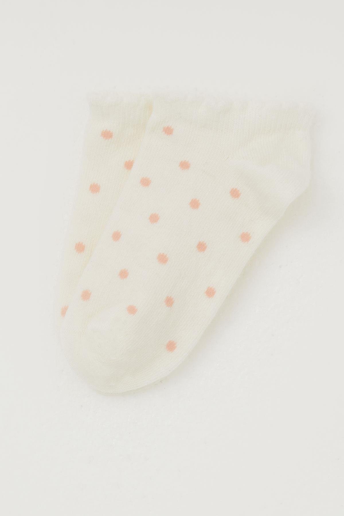 Katamino Kız Çocuk Patik Çorap Puantiye Desenli Krem (1-12 Yaş)