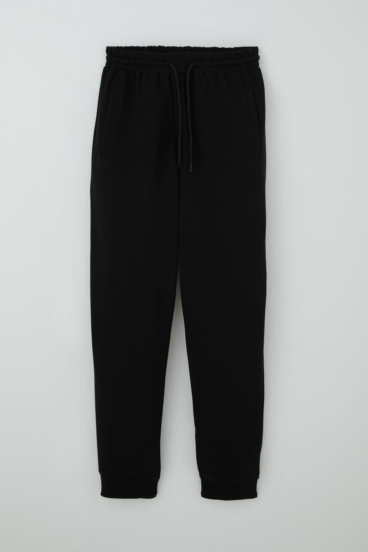 Poyraz Kids Erkek Çocuk Eşofman Altı Bağcıklı Cep Kısmı Fermuarlı Siyah (13-16 Yaş)