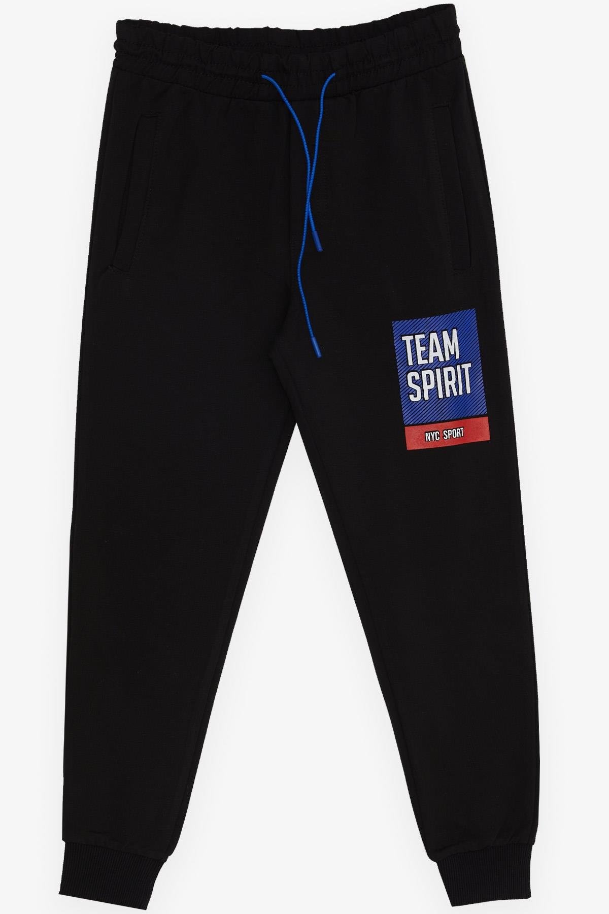 POYRAZ KİDS Erkek Çocuk Eşofman Altı Yazı Baskılı Siyah (4-8 Yaş)