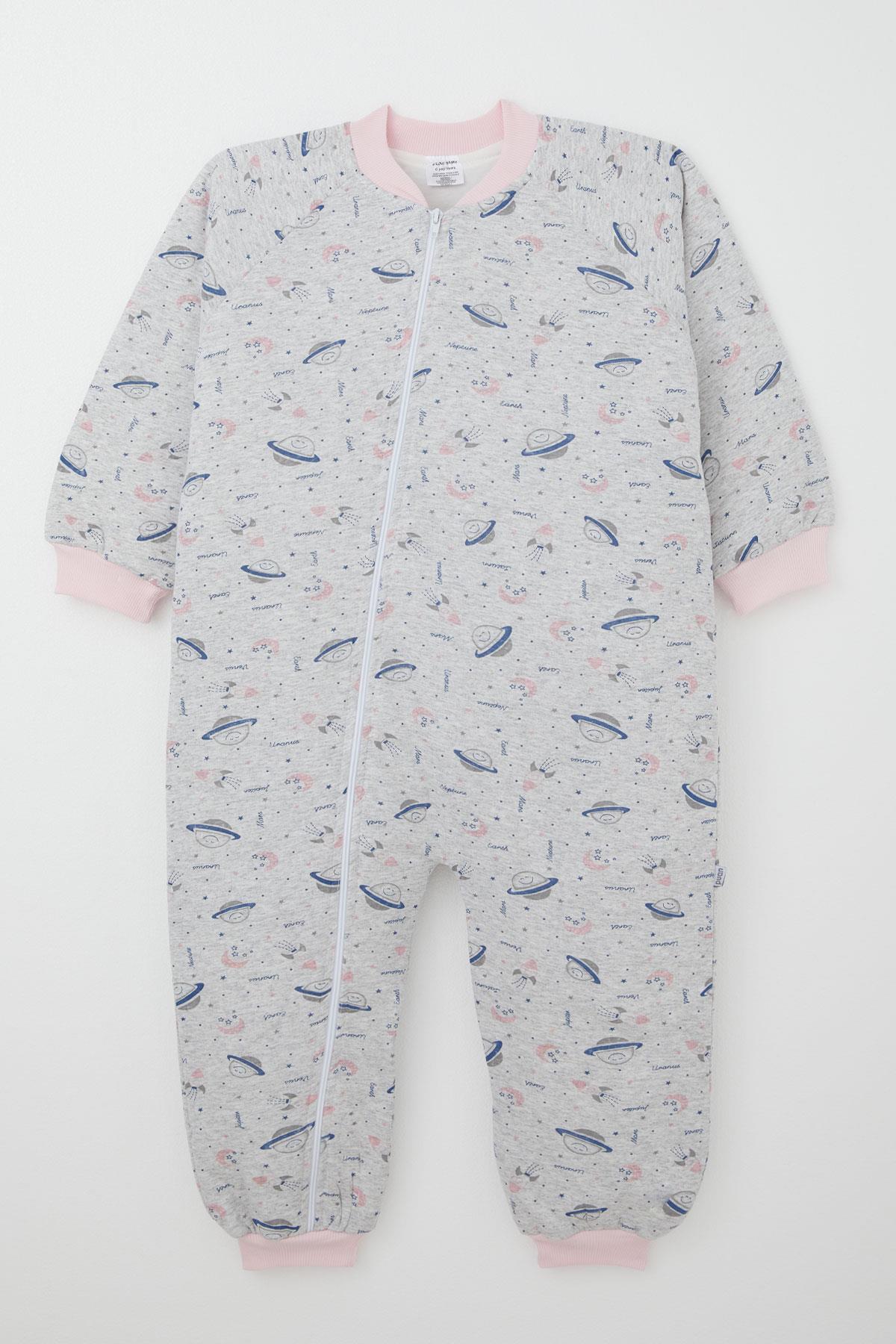 Puan Baby Kız Çocuk Uyku Tulumu Uzay Temalı Gri Melanj (4-6 Yaş)