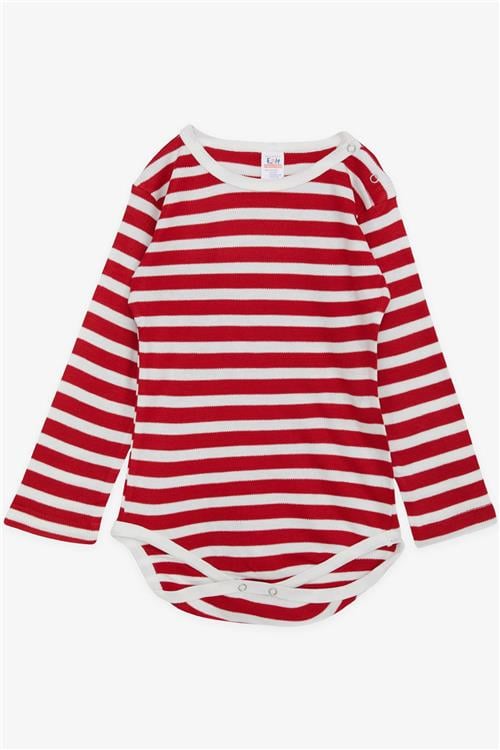 Breeze Erkek Bebek Çıtçıtlı Body Çizgili Kırmızı (9 Ay-3 Yaş)