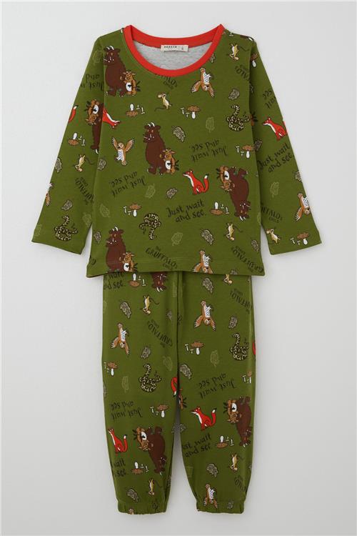 Breeze Erkek Bebek Pijama Takımı The Gruffalo Desenli Haki Yeşil (9 Ay-3 Yaş)