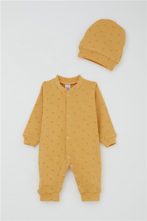 Breeze Erkek Bebek Tulum Mini GeometrikŞekiller Hardal Sarı (0-6 Ay)
