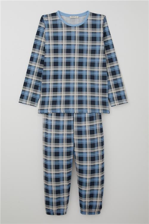 Breeze Erkek Çocuk Pijama Takımı Ekose Desenli Karışık Renk (9-12 Yaş)
