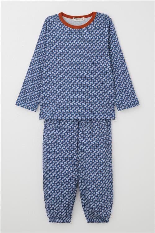 Breeze Erkek Çocuk Pijama Takımı Kare Desenli Mavi (1-3 Yaş)