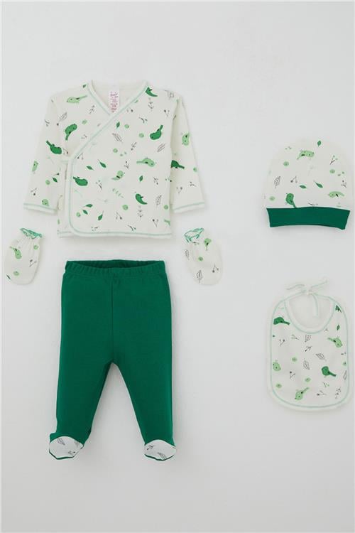 Breeze Kız Bebek Hastane Çıkışı 5 li Bahar Temalı Sevimli Minik Serçe Desenli Ekru (0-3 Ay)