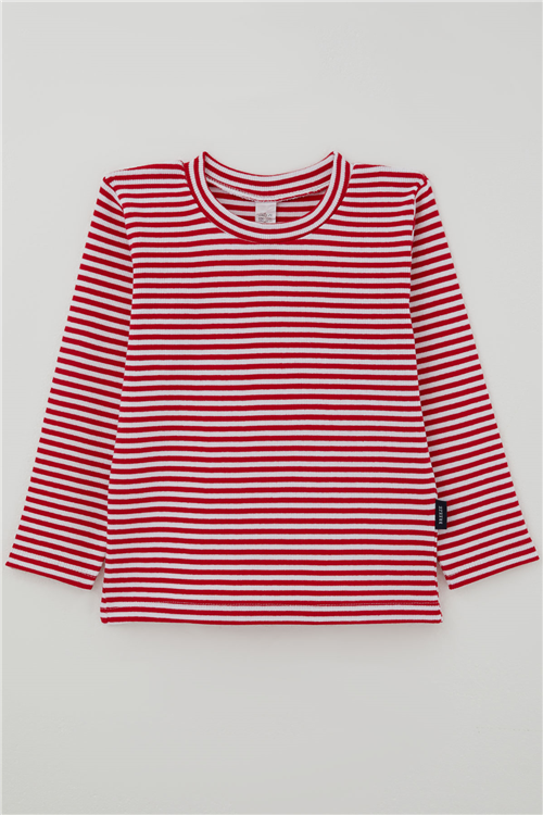 Breeze Kız Bebek Uzun Kollu Tişört Çizgili Kırmızı (9 Ay - 3 Yaş)