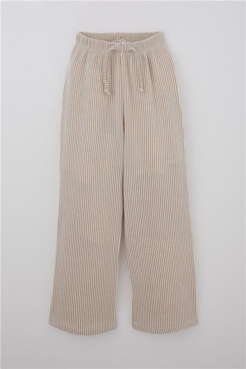 Breeze Kız Çocuk Pantolon Çizgili Bağcık Aksesuarlı Beli Lastik Detaylı Karışık Renk (8-14 Yaş)
