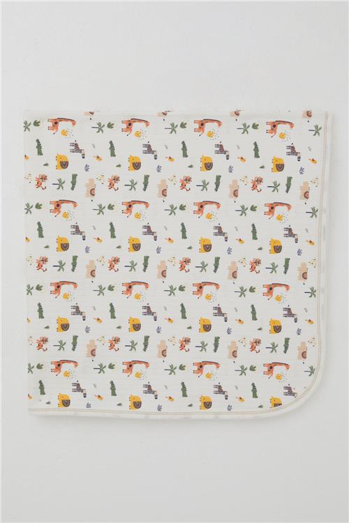 Breeze  Yenidoğan Bebek Battaniyesi Bebek Hayvanat Bahçesi Ekru (80 X 90 cm)