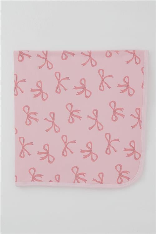 Breeze  Yenidoğan Bebek Battaniyesi Fiyonk Desenli Pembe (78 x 88 cm)