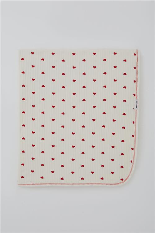 Breeze  Yenidoğan Bebek Battaniyesi Kalp Desenli Krem (75 x 85 cm)