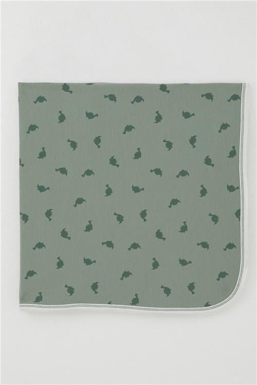 Breeze  Yenidoğan Bebek Battaniyesi Sevimli Bebek Dinozor Desenli Haki Yeşil (80 X 90 cm)