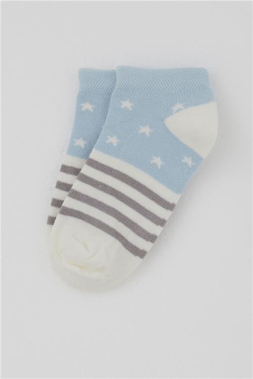 Defne Baby Erkek Çocuk Patik Çorap Yıldız Desenli Ekru (7-12 Yaş)