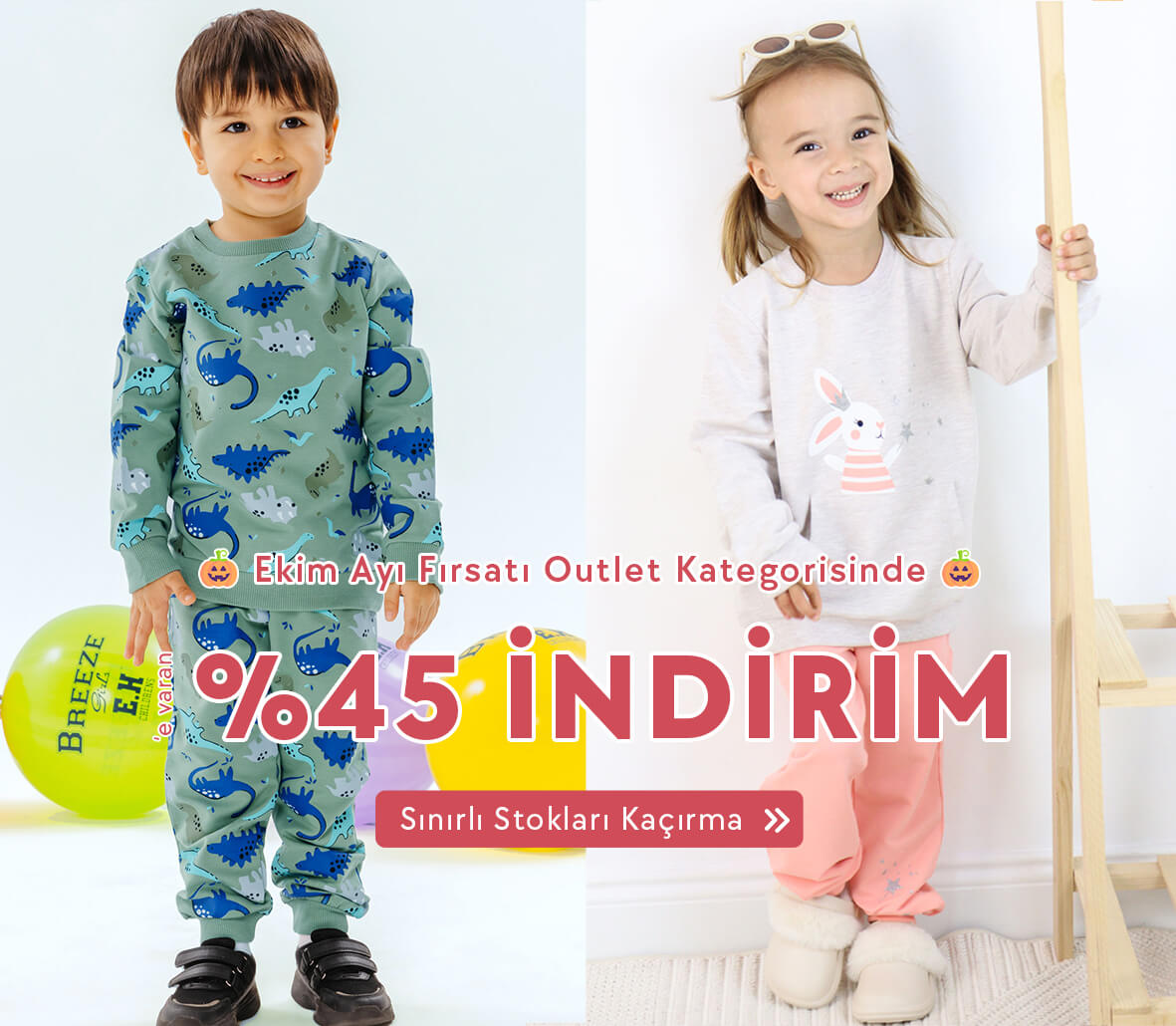 Baharlık outlet kategorisinde ki 0-16 yaş çocuk ve bebek giysilerinde %45,%40 ve %30'a varan indirimleri modelleri sınırlı stoklarla kaçırma!