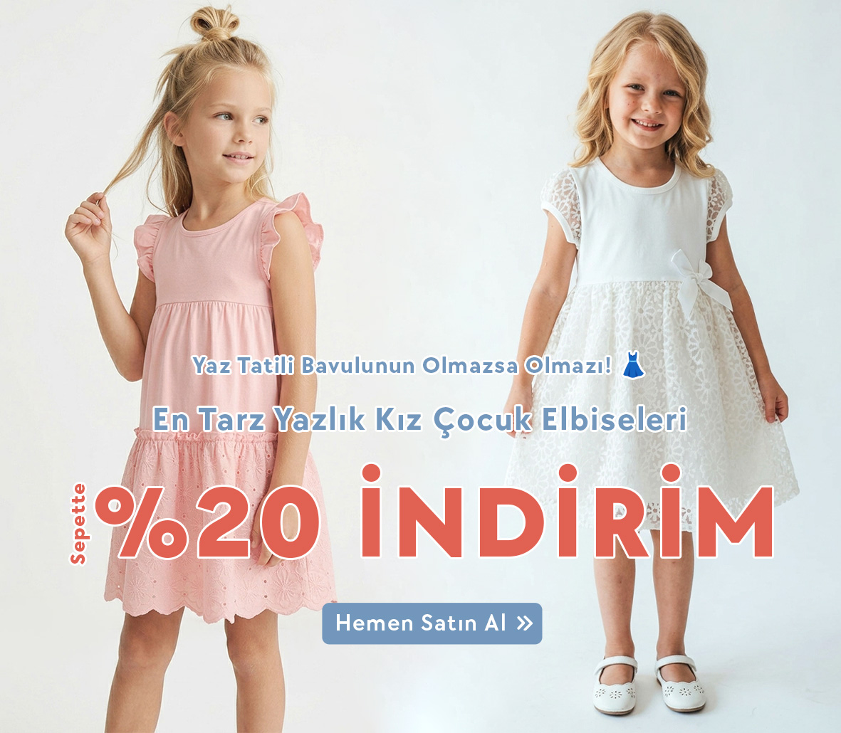 Yaz tatili öncesi miniklerin yazlık gardırobunu yenileyecek dev fırsat Breeze'de. 0-14 yaş indirimli yazlık kız çocuk elbiselerini %20 sepet avantajıyla yayında.