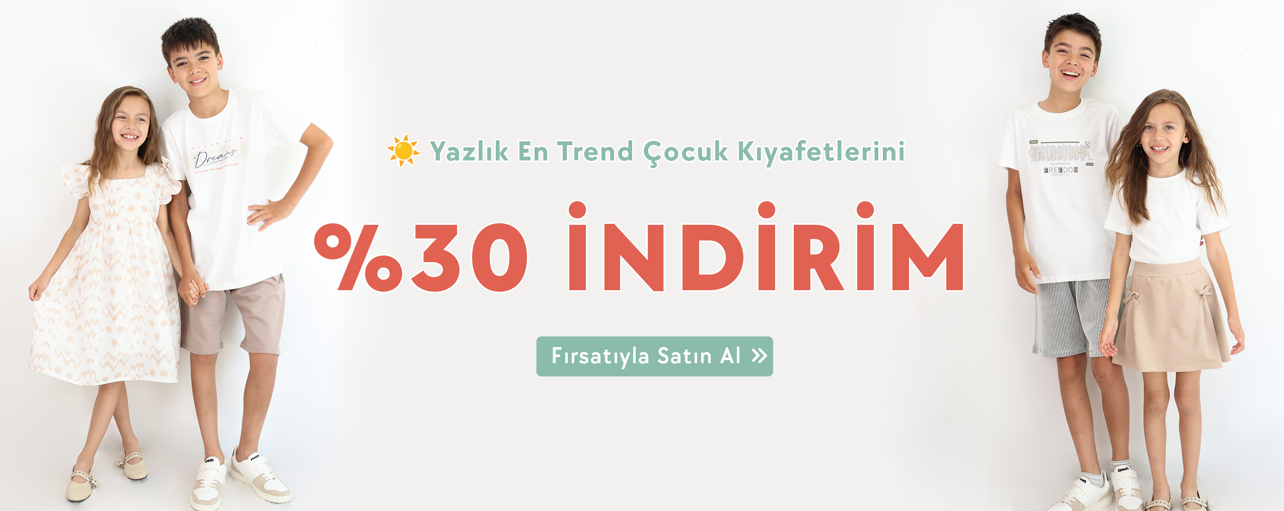 Güneş açtı, fiyatlar eridi! Breeze’de Büyük Yaz İndirimi başladı. Tüm çocuk ve bebek kıyafetlerinde Sepette %30 İndirim fırsatını kaçırmayın!