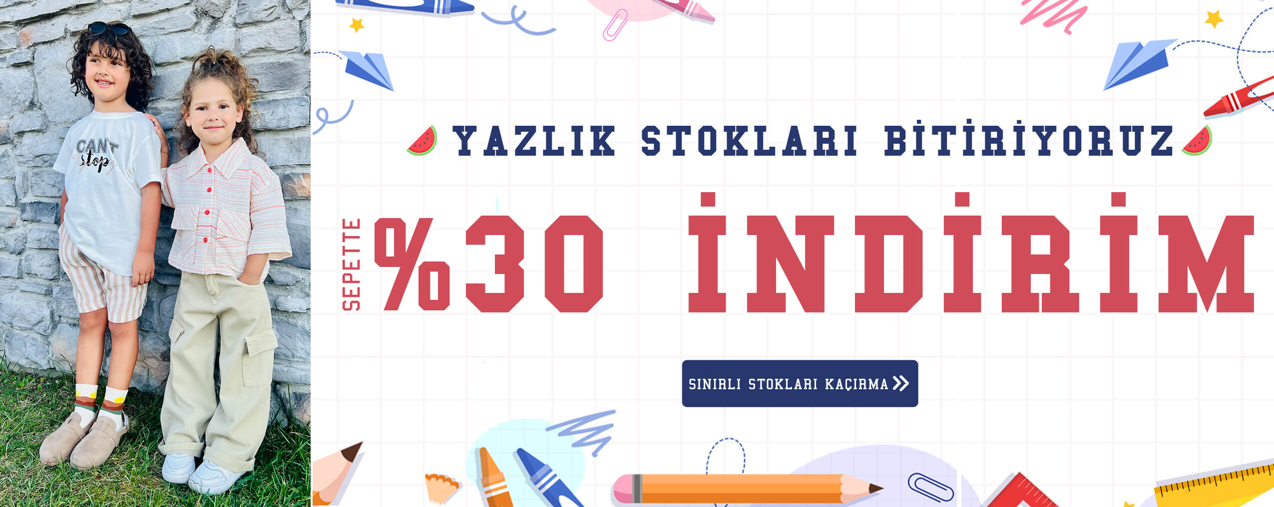 Yazlık Tüm Çocuk Kıyafetlerinde Sepette %30 İndirim Fırsatı Devam Ediyor, Kaçırma Alışverişe Tıkla!