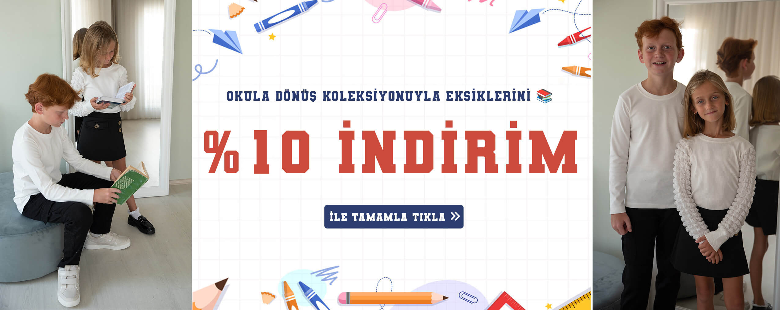 Okula dönüş kıyafetleri stoklarımızda! Tişört, bluz, etek, takım, pantolon, gömlek aradığınız çocuk okul kıyafetlerini Breeze.com.tr'de %10 indirim fırsatıyla satın alın!