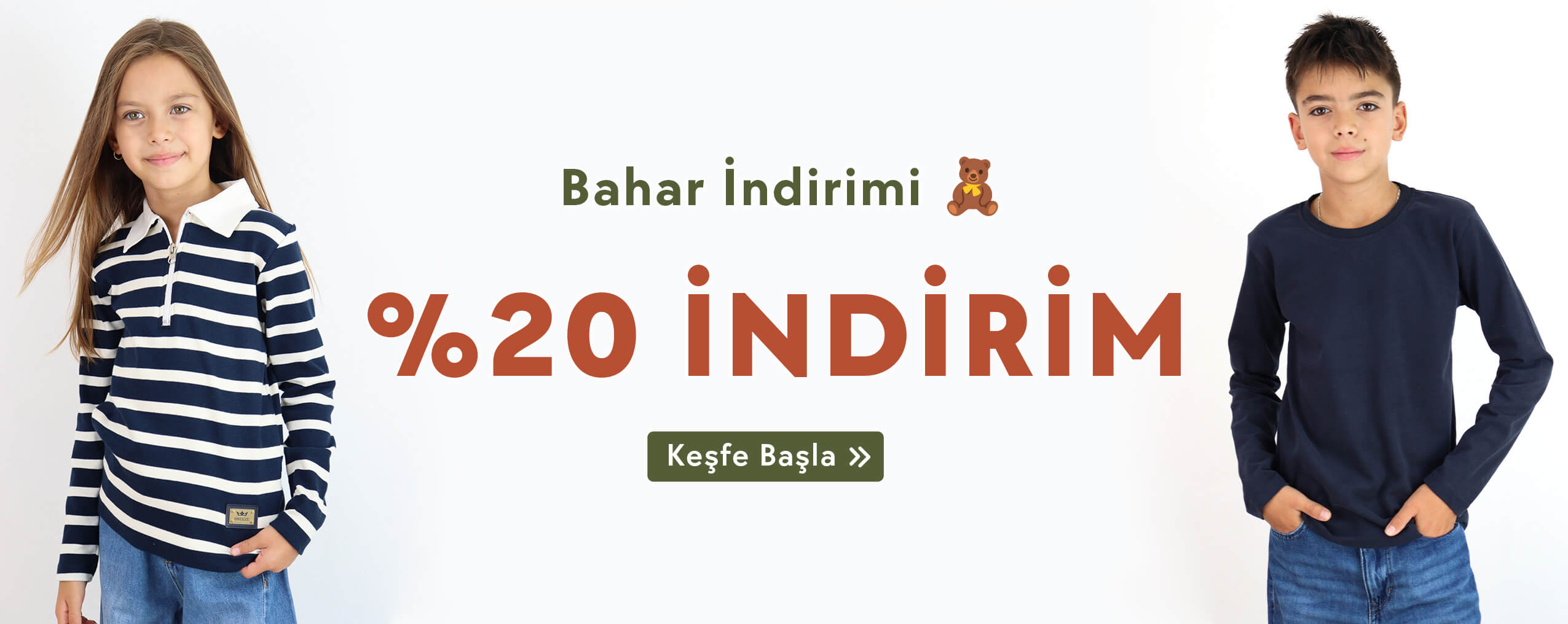 Breeze'de 0-14 yaş çocuk ve bebek kıyafetlerinde sepette %20 indirim bahar kampanyasını kaçırma, alışverişe hemen başla!